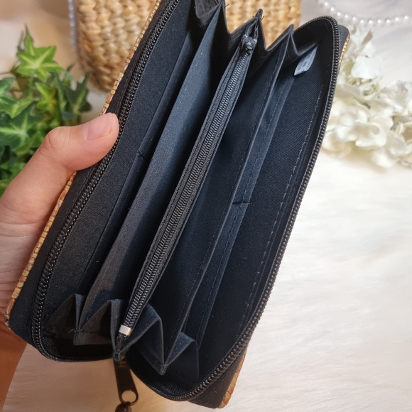 Eco woven Rattan Handmade Mix Geometric Long Women Wallet (Natural Rattan) - Picture 6 of 8